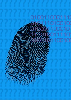 Prints of Fingerprint. Computer artwork depicting a fingerprint overlain with binary code. This represents modern forensic analysis of fingerprints Images Dated 2004 December: Fingerprint Computer Print