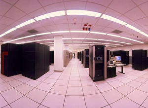 Fish-eye lens view of NERSCs main computing room Fish-eye lens view of NERSCs main computing room