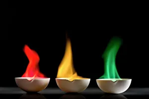 Flame tests Three ceramic dishes Print
