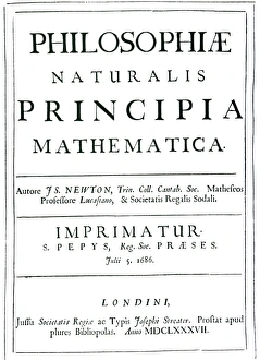 Frontispiece of 1st edition of Newtons great work Frontispiece of 1st edition of Newtons great work