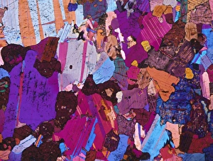 Gabbro rock, polarised light micrograph Gabbro rock, polarised light micrograph