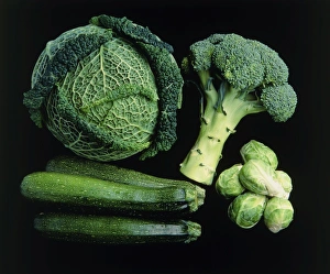 Vegetable Health Benefits Prints: Green vegetable selection