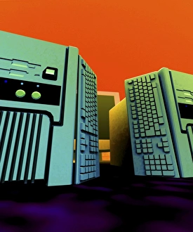 Computer Hardware Design Prints: Group of personal computers, artwork