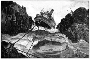 Gunboat on Nile rapids, 19th century Gunboat on Nile rapids, 19th century