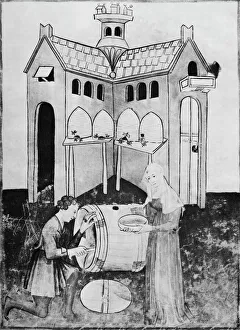 Harvesting honey, 15th century Harvesting honey, 15th century