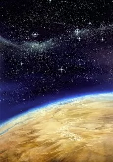 Images Dated 15th July 1996: Illustration of part of the Earth on a starfield