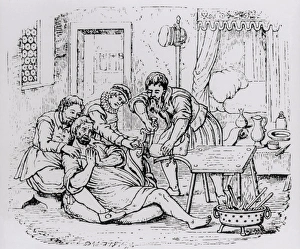 Illustration of leg amputation in the home Illustration of leg amputation in the home