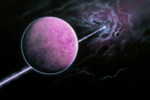 Illustration of a planetary system around a pulsar Illustration of a planetary system around a pulsar