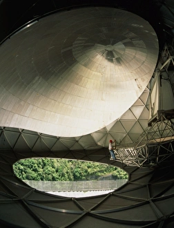 Inside radome of upgraded Arecibo radio telescope Inside radome of upgraded Arecibo radio telescope
