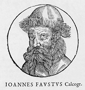 Woodcut Illustration Art Prints: Johann Faust, German printer