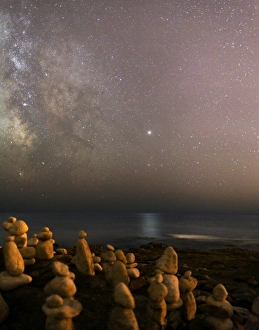 Brittany Coastal Landscape Prints: Jupiter in Scorpius over a beach
