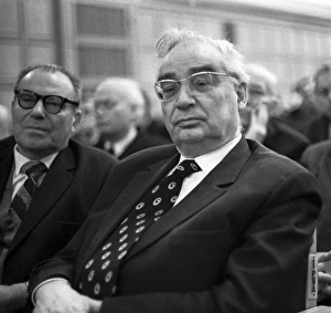 Prints of Leonid Ivanovitch Sedov (1907-1999), Soviet physicist, at a session of the presidium of the USSR Academy of Sciences Images Dated 2008 April: Leonid Sedov Print, photograph of a man in a session