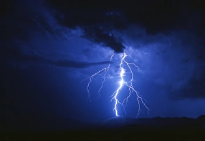 Lightning strikes mountain at night, Arizona, USA Lightning strikes mountain at night, Arizona, USA