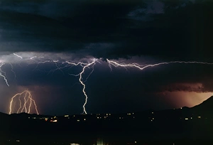 Lightning strikes at night, near Tucson, USA Lightning strikes at night, near Tucson, USA