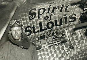 Lindbergh with his airplane, 1928 Lindbergh with his airplane, 1928