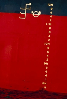 Load lines on side of cargo ship Load lines on side of cargo ship