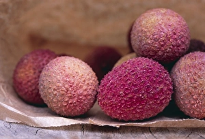 Images Dated 22nd August 2007: Lychee fruit print in a brown paper bag