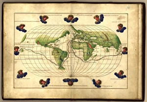 Magellans route, 16th century map Magellans route, 16th century map