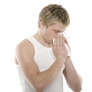 Man Blowing His Nose Print