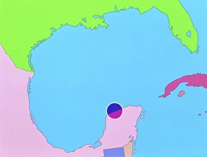 Map of size and location of Chicxulub crater Map of size and location of Chicxulub crater