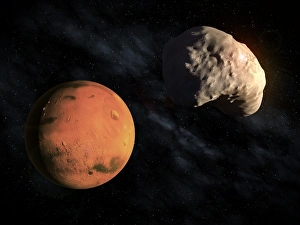 Mars Prints: Mars and Deimos Print