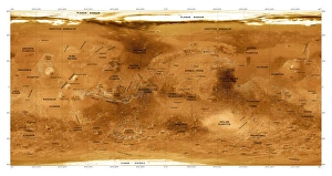 Mars Prints: Mars Topographical Map Print