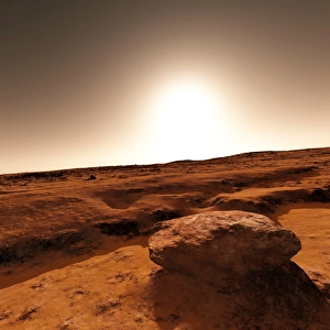 Martian landscape and Sun, artwork Martian landscape and Sun, artwork