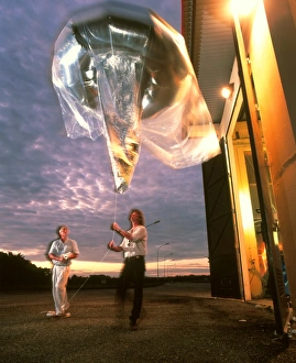 Meteorologist with Meduse weather balloon Meteorologist with Meduse weather balloon