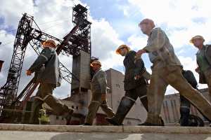 Mining Industry Images Prints: Miners at the end of a shift