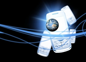 Mobile Phone Technology Prints: Mobile communication, conceptual artwork