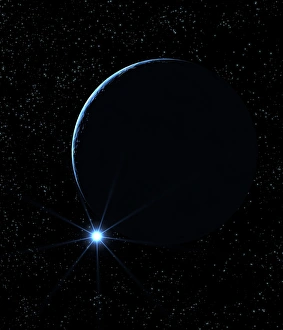 Space Illustration Artwork Prints: Moon and star