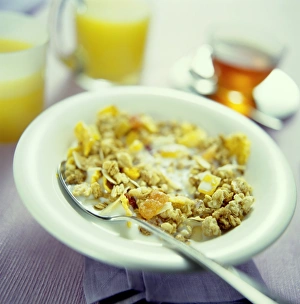 Muesli Print: A mixture of cereal flakes, dried fruit, and chopped nuts