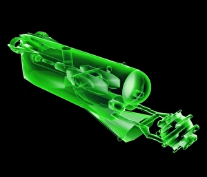 Prints of Nanosub. Computer artwork of a nanotechnology submarine. Nanotechnology is the branch of engineering concerned with constructing devices at the molecular level, specifying the placement of each atom Images Dated 2003 March: Nanosub Nanosub Print: Computer Artwork of a Molecular Submarine