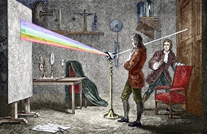 Sir Isaac Newton Prints: Newton Conducting Optics Experiment Print