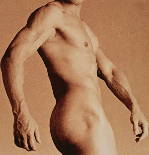 Human Body Prints: Nude man Print, twisting at the waist