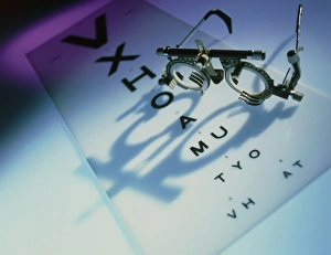 Ophthalmology test frames and eye chart Ophthalmology test frames and eye chart