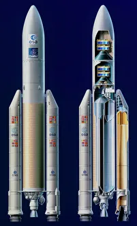Overall view and cut-away of the Ariane 5 launcher Overall view and cut-away of the Ariane 5 launcher