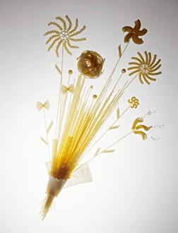 Pasta arranged in the shape of a flower Pasta arranged in the shape of a flower