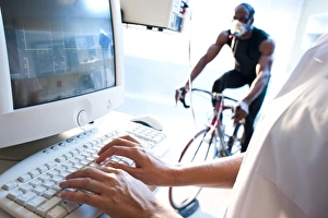 Performance Testing Print: Athlete on Exercise Bike