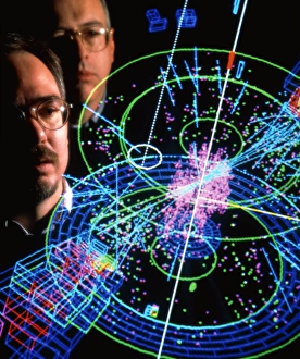 Physicists view a particle collision Physicists view a particle collision