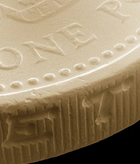 Coloured SEM Images Prints: Pound coin, SEM