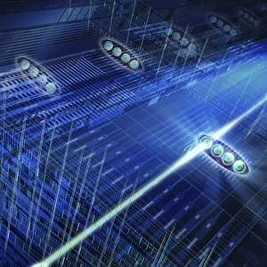 Quantum Mechanics Prints: Quantum computer, conceptual artwork C018 / 0938