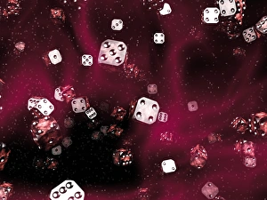 Prints of Random universe. Conceptual computer artwork of dice in space Images Dated 2004 July: Random Universe Print: A computer artwork of dice floating in space