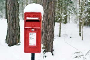 Images Dated 12th August 2009: Red post box in snow print