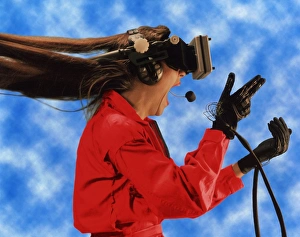 Researcher wearing Virtual Reality headset Researcher wearing Virtual Reality headset