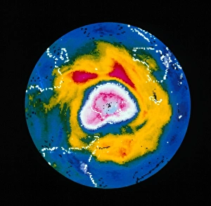 Satellite map of Antarctic ozone hole, 1987 Satellite map of Antarctic ozone hole, 1987