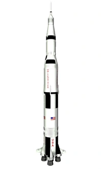 American Space Exploration Prints: Saturn V rocket, computer artwork