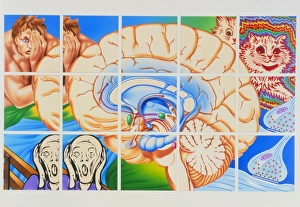 Schizophrenia: artwork of brain and paintings Schizophrenia: artwork of brain and paintings