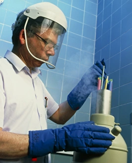 Scientist with frozen stored sperm of rare animals Scientist with frozen stored sperm of rare animals