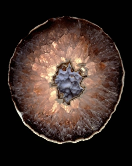 Sedimentary Rock Geology Prints: Section of quartz crystal geode